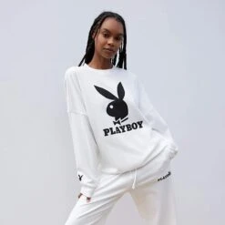 Women's Playboy Classic Crewneck -Fashion Clothing Store 0751484260167NEW 00 010 8f1942b3 6cec 4e20 864e 097269982789