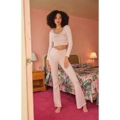 Women's Pointelle Logo Flare Pants 18 Women's Pointelle Logo Flare Pants -Fashion Clothing Store 0850468680027NEW 03 901 a6f0ea31 2c1d 48b4 b610 b86111301d12