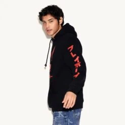 Japanese Rabbit Head Hoodie - Black/Red -Fashion Clothing Store PBD M14 JRHD BLK RED MD 6715279835233 JAPANESE RABBIT HEAD HOODIE BLACK RED 7291