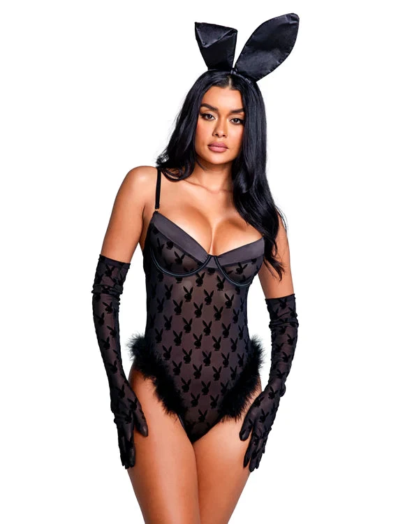 PLAYBOY BUNNY NOIR TEDDY 3 PLAYBOY BUNNY NOIR TEDDY