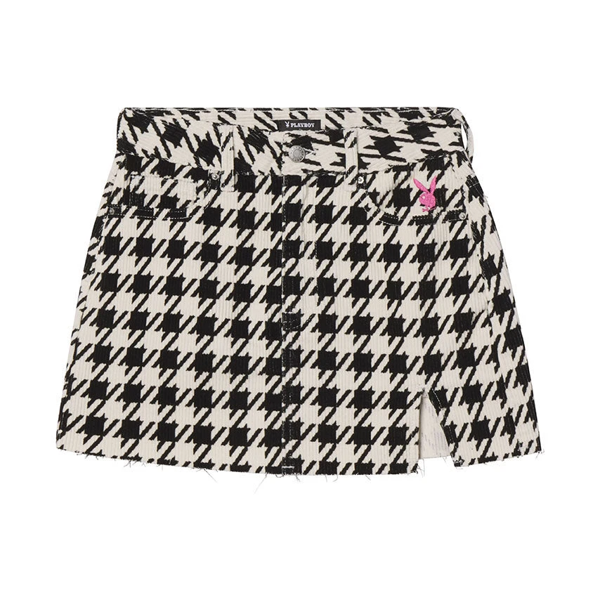 Women's Houndstooth High Waisted Mini Skirt 3 Women's Houndstooth High Waisted Mini Skirt