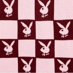 Women's Checkerboard Dress -Fashion Clothing Store Playboy MG Checkerboard Dress Burgundy 03
