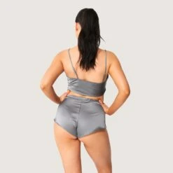 Women's Lounge Satin Cami & Short Set - Grey 18 Women's Lounge Satin Cami & Short Set - Grey -Fashion Clothing Store Playboy MG Lounge Satin Cami Short Set Slate Grey 2347