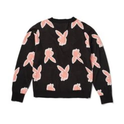 Men's Repeating Rabbit Head Cardigan 7 Men's Repeating Rabbit Head Cardigan -Fashion Clothing Store Playboy Bunny Glow Cardigan 002