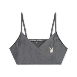 Women's Lounge Satin Cami & Short Set - Grey 20 Women's Lounge Satin Cami & Short Set - Grey -Fashion Clothing Store Playboy MG Lounge Satin Cami Short Set Grey 01