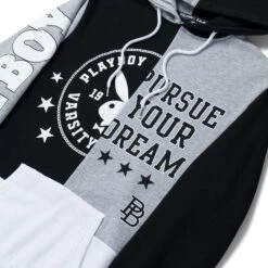 Women's Varsity Hoodie 16 Women's Varsity Hoodie -Fashion Clothing Store Playboy Womens Sweatshirt Black 03
