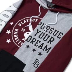 Women's Varsity Hoodie 15 Women's Varsity Hoodie -Fashion Clothing Store Playboy Womens Sweatshirt Burgundy 03