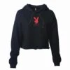 Tokyo Rabbit Head Cropped Hoodie Black