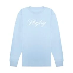 January 1964 Playmate Sharon Rogers Ski Bunny Long Sleeve -Fashion Clothing Store SKIBUNNY1964 LTBLUELSTEE FRONT