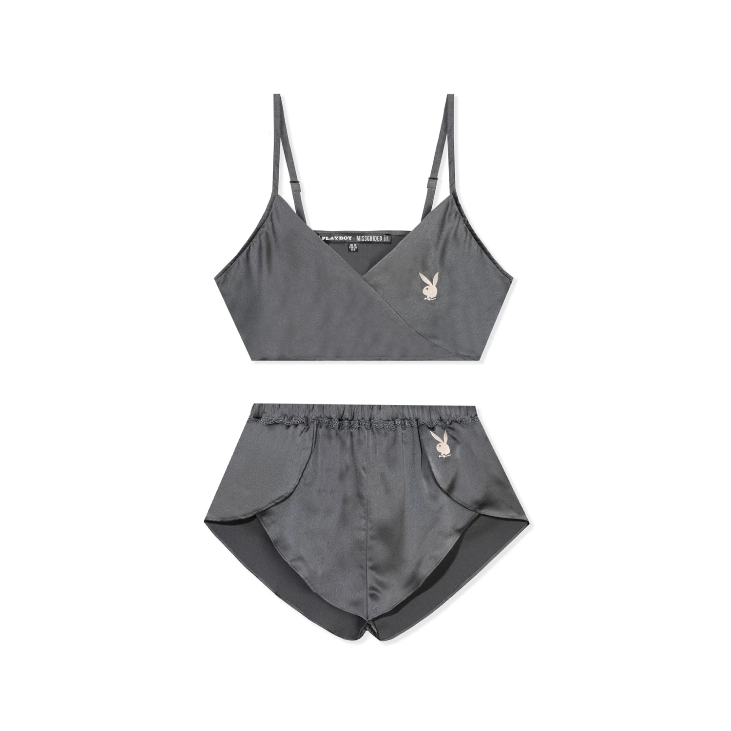Women's Lounge Satin Cami & Short Set - Grey 3 Women's Lounge Satin Cami & Short Set - Grey