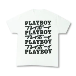Playboy Kanji Masthead White Logo Tee
